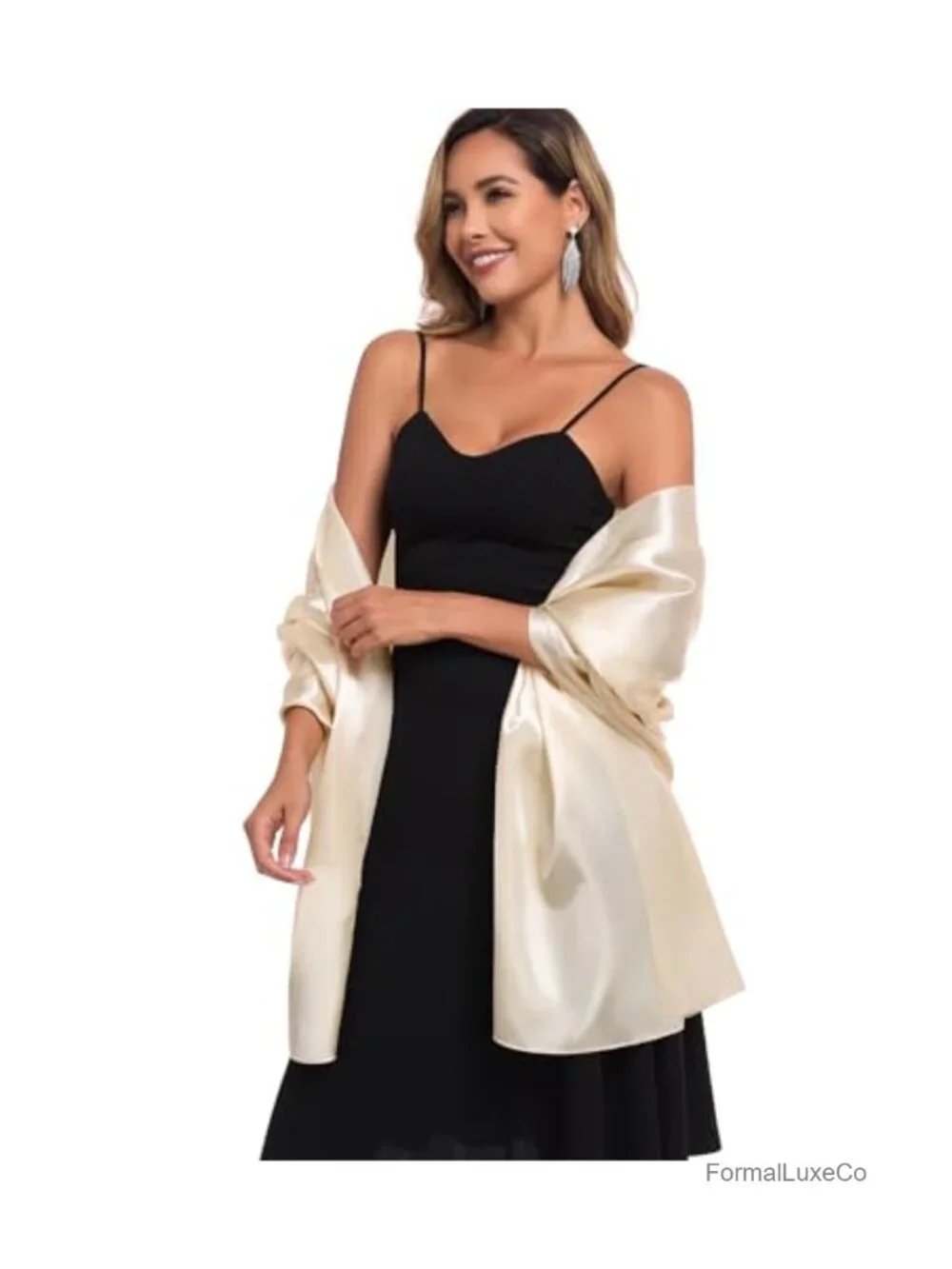 Satin Wrap Pashmina Shawl for Evening Dresses Wedding Guest Scarf